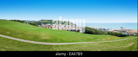 Vista panoramica su Hastings Regno Unito Foto Stock