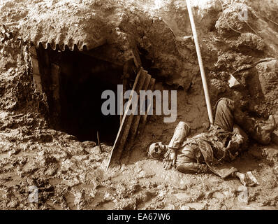 Un soldato tedesco a Beaumont Hamel nel novembre 1916 Foto Stock