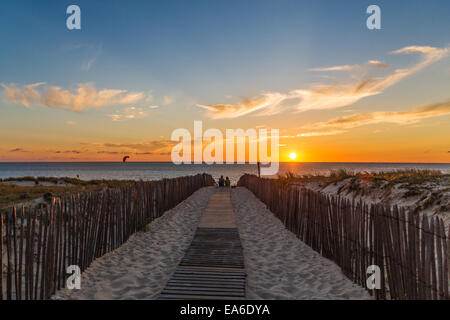 Francia, Aquitane, Mont-de-Marsan, percorso spiaggia Foto Stock