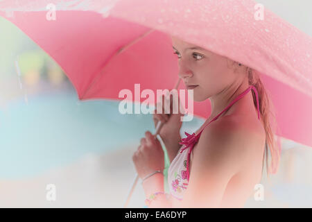 Ragazza con ombrello Foto Stock