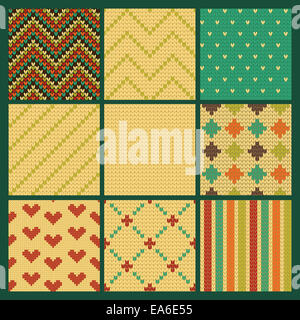Set di seamless knitting patterns Foto Stock