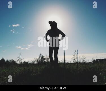 Cowgirl silhouette Foto Stock