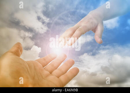 Salvifico di dio raggiungendo a mano per i fedeli Foto Stock