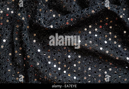 Tessuto nero con lurex e paillettes Foto Stock