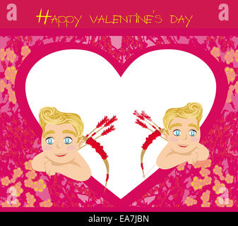 Felice il giorno di san valentino vintage card con amorini Foto Stock