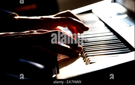 Lo studio di registrazione del compositore Ned Bigham al suo West Sussex home - Bignor Park House. Foto Stock