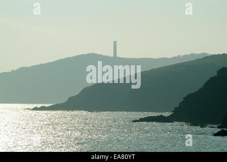 Vista costiera ad ovest di Fowey alla testa Gribbin & segnalazione Restormel Mid Cornwall South West England Regno Unito Foto Stock