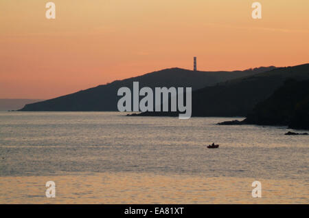 Vista costiera a ovest da Polruan & Fowey alla testa Gribbin & segnalazione Restormel Mid Cornwall South West England Regno Unito Foto Stock