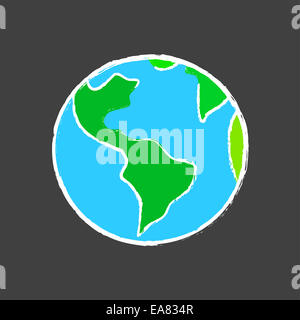 Il pianeta terra disegno sulla lavagna della scuola Foto Stock
