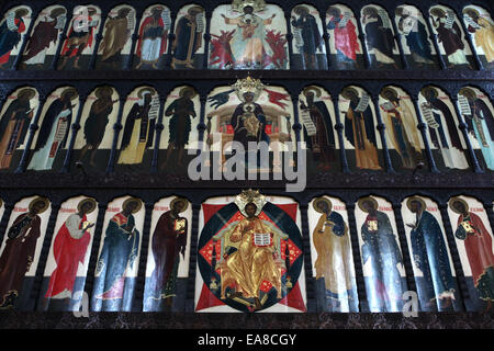 L'iconostasi in russo il Memorial Church di Leipzig, in Sassonia, Germania. Foto Stock