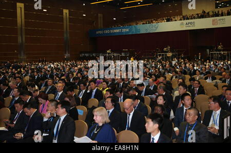 Pechino, Cina. 9 Nov, 2014. I partecipanti frequentano il 2014 Cooperazione economica Asia-Pacifico (APEC) CEO Summit a Pechino Capitale della Cina, nov. 9, 2014. Credito: Jin Liwang/Xinhua/Alamy Live News Foto Stock