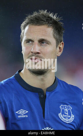 Liverpool, Regno Unito. 6 Nov, 2014. Phil Jagielka di Everton - UEFA Europa League - Everton vs Lille - Goodison Park Stadium - Liverpool - Inghilterra - 6 Novembre 2014 - Pic Simon Bellis/Sportimage. © csm/Alamy Live News Foto Stock