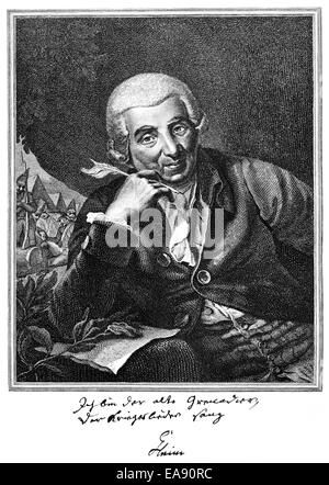 Johann Wilhelm Ludwig Gleim, 1719 - 1803, un poeta tedesco dell'Illuminismo, Johann Wilhelm Ludwig Gleim (1719 - 1803), ein deu Foto Stock