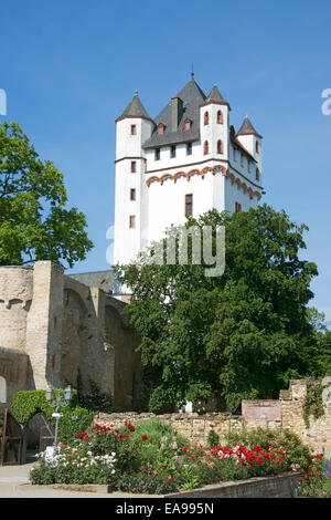 Torre di Eltville Castello e giardino di rose Eltville Reno Hesse in Germania Foto Stock