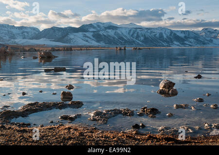 La formazione di tufo su Mono lago in inverno Foto Stock