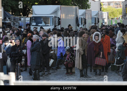 Azione "la fame di giochi: Mockingjay - Parte 2 " set cinematografico a Parigi con: atmosfera dove: Parigi, Francia Quando: 07 Maggio 2014 Foto Stock