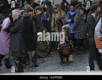 Azione "la fame di giochi: Mockingjay - Parte 2 " set cinematografico a Parigi con: atmosfera dove: Parigi, Francia Quando: 07 Maggio 2014 Foto Stock