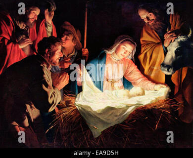 La Adorazione dei pastori Gerard van Honthorst Foto Stock