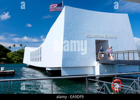 USS Arizona Memorial, Pearl Harbor, Hawaii Foto Stock