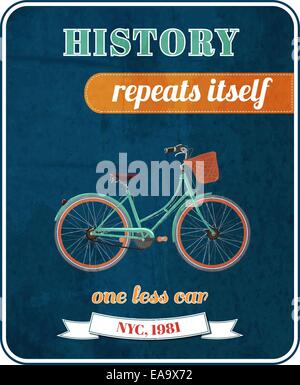 Hipster bicicletta poster promo design illustrazione vettoriale Illustrazione Vettoriale