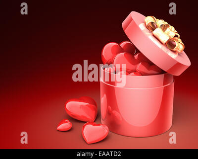 Confezione regalo pieno di cuori Foto Stock