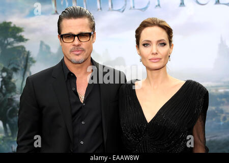 *File foto* Brad Pitt e Angelina Jolie sono sposati secondo la nuova reportsMaleficent - Ricezione privata evento tenutosi a Kensington Palace - Arrivi con: Angelina Jolie,Brad Pitt dove: Londra, Regno Unito quando: 08 Maggio 2013 Foto Stock