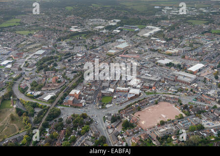 Una veduta aerea di Mansfield Town Center, Nottinghamshire, Regno Unito. Foto Stock