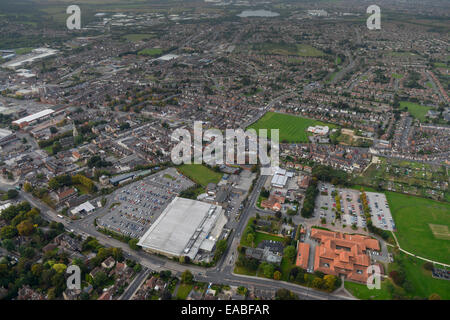 Una veduta aerea di Mansfield Town Center, Nottinghamshire, Regno Unito. Foto Stock