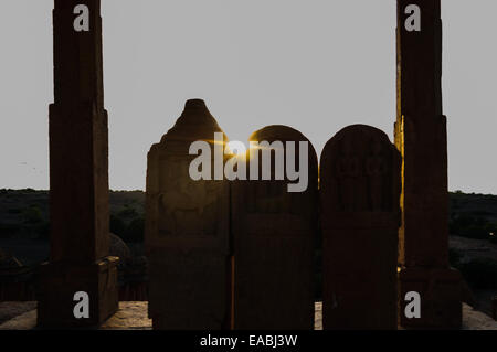 Cenotaphs di Bada Bagh, King's memoriali, Jaisalmer, Rajasthan Foto Stock