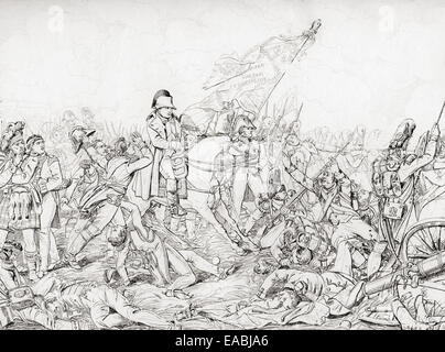 Napoleone alla battaglia di Waterloo, 18 giugno 1815. Dopo la pittura da Charles Auguste Steuben. Foto Stock