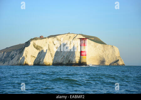 Gli aghi e gli aghi del faro, Isle of Wight, England, Regno Unito Foto Stock