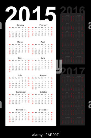 Semplice calendario 2015, 2016, 2017 Foto Stock