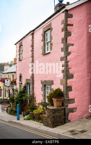 Rosa abitazioni nel villaggio di Saundersfoot in Dyfed South Wales UK Foto Stock