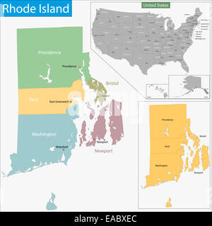 Il Rhode Island map Foto Stock