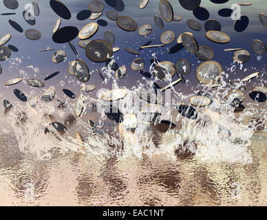 Visualizzazione digitale: piove denaro Foto Stock