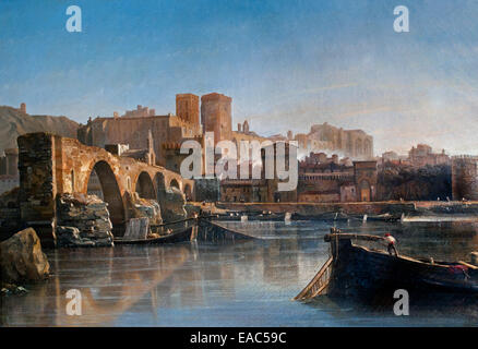 Vue d'Avignon et du Pont saint Bénezet - Vista di Avignon e Pont St Benezet 1809 Jules Romain Joyant 1803-1854 Francia - Francese Foto Stock