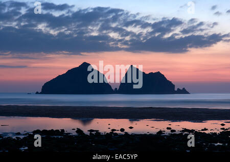 Tramonto a Holywell Bay - Cornwall, England, Regno Unito Foto Stock