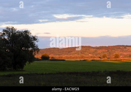Oder colline int la sera, inferiore oder valley national park, Germania Foto Stock