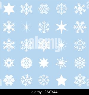 Stern Sterne Schnee Schneestern Schneesterne Grafik Grafiken illustrazione Illustrationen Icone weiss blau hellblau Weihnach Foto Stock