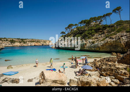 Caló des Moro, Santanyi, Maiorca, isole Baleari, Spagna Foto Stock