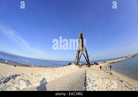 Kugelbake al fiume Elba bocca, Cuxhaven, Germania Foto Stock