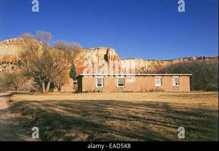 La cabina, casita, artista Georgia O'Keefe dormito in Ghost Ranch, Nuovo Messico, vicino Abiququ Foto Stock