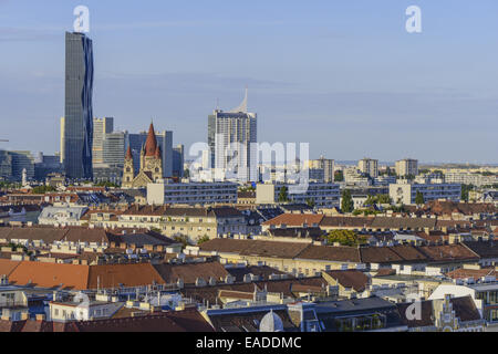 Città del Danubio, Donaucity, DC-Tower, Vienna, Austria Foto Stock