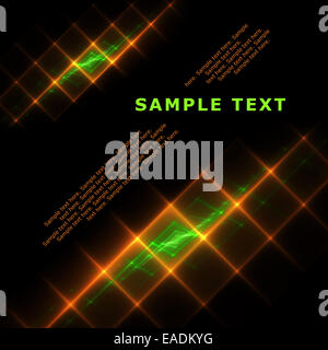 Techno sfondo. Modello astratto con griglia incandescente su nero Foto Stock