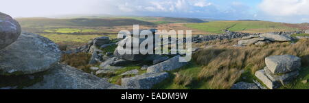 Vista panoramica di Cheesewring su Bodmin Moor Foto Stock