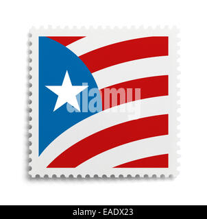 Bandiera degli Stati Uniti francobollo isolato su sfondo bianco. Foto Stock