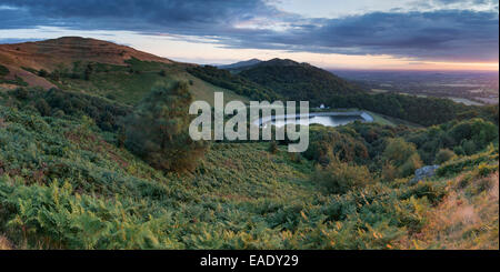 Il serbatoio a British Camp, parte della Malvern Hills in Herefordshire e Worcestershire. Foto Stock