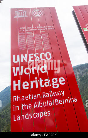 UNESCO Weltkulturerbe, Rhätische Bahn Bahnhof Filisur, Schweiz, Grigioni, Filisur Foto Stock