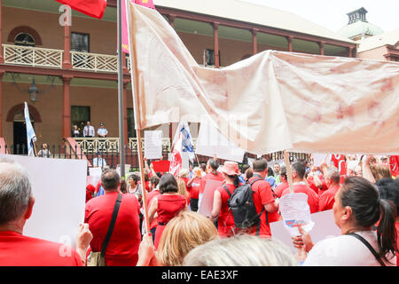 Sydney, Australia. Xiii Nov, 2014. Il servizio pubblico di associazione nel Nuovo Galles del Sud è preoccupato per la perdita di posti di lavoro e per la vendita dei beni dello stato su proposte di privatizzare lo stato di disabilità servizi entro il 2018. Credito: martin berry/Alamy Live News Foto Stock