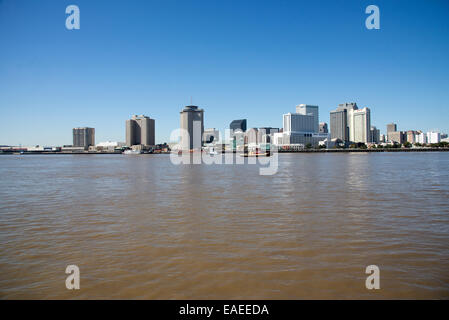 Waterfront edifici di New Orleans sul fiume Mississippi Louisiana USA Foto Stock